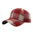 thumbnail image 2 of Clossjun Women Men Stylish Plaid Baseball Cap Fall Winter Warm Classic Hat Soft Casual Dad Hat for Outdoor Sport Wine, 2 of 6