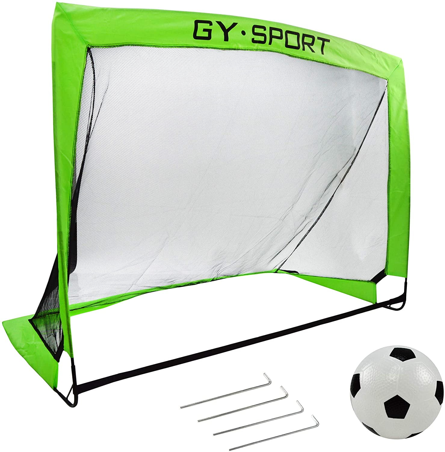 SET OF 2 SOCCER/HOCKEY GOALS WITH NETS BALL AND PUMP TWIN GOAL NEW STAKES 