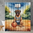 thumbnail image 2 of Happy Father's Day Bullmastiff Playing Basketball with Best Dad Jersey Shower Curtain Dog Lover Waterproof Bathroom Bathtub Curtain - 13006, 2 of 5