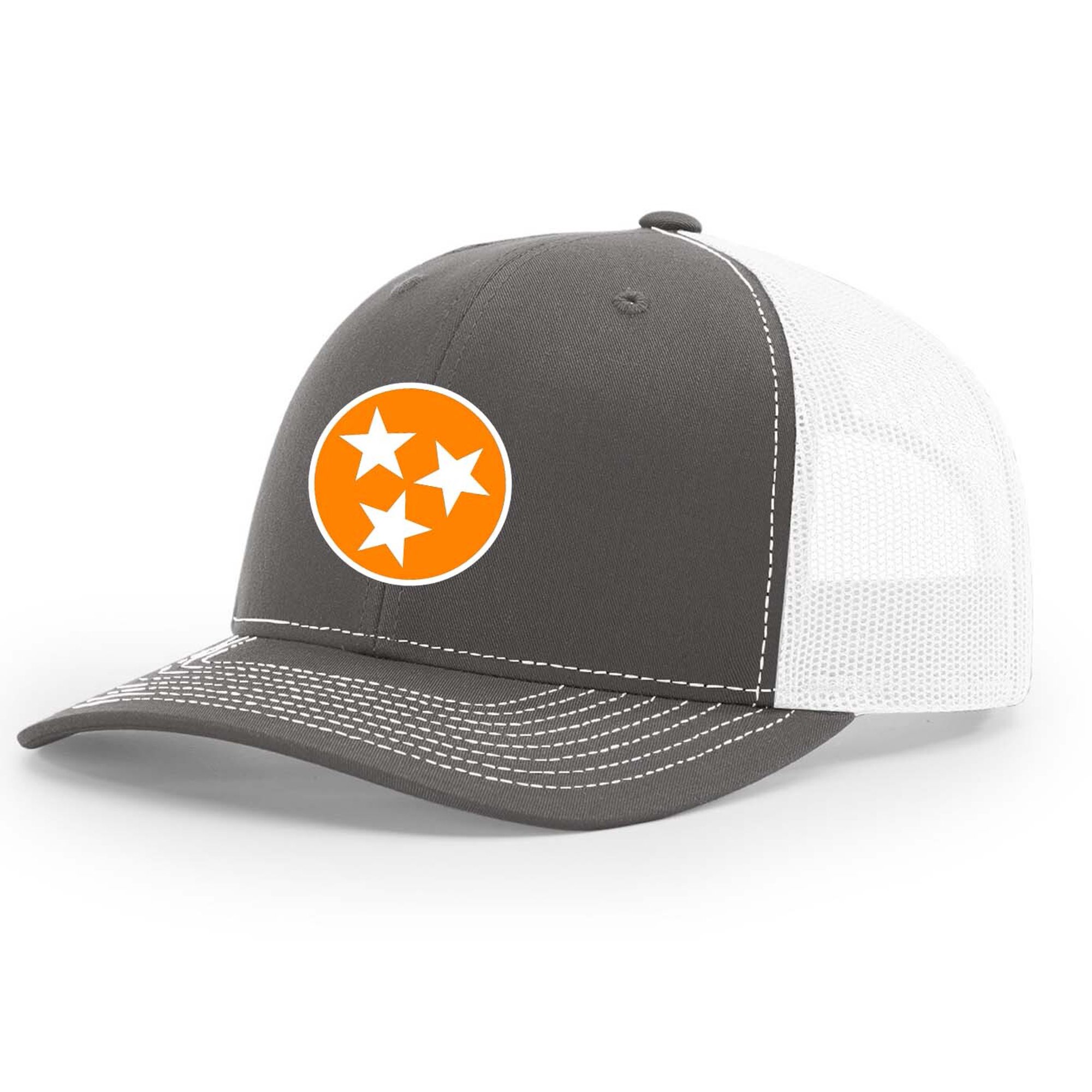 Heritage Pride Tennessee Football Team Color Tristar Flag Embroidered Mesh Back Trucker Hat-Charcoal/White