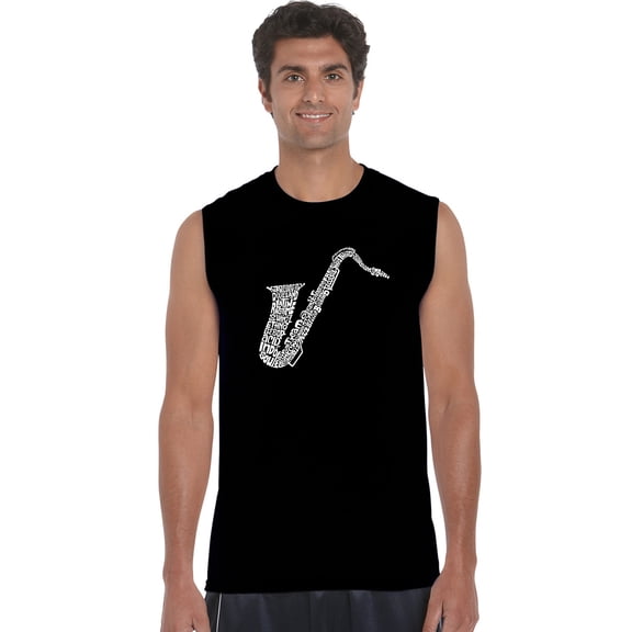 LA Pop Art Men's Word Art Sleeveless T-shirt - Sax