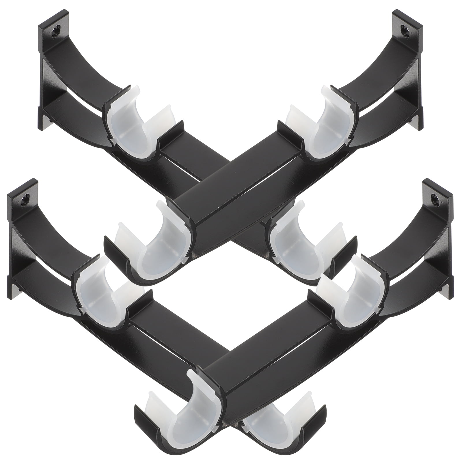 NUOLUX 4pcs Double Curtain Rod Brackets Heavy Duty Curtain Rod Holders