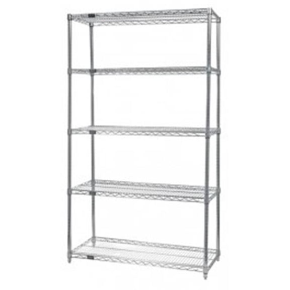 Quantum Storage WR86-1454C-5 5-Shelf, Chrome Wire Shelving Unit - 14 x 54 x 86 in.