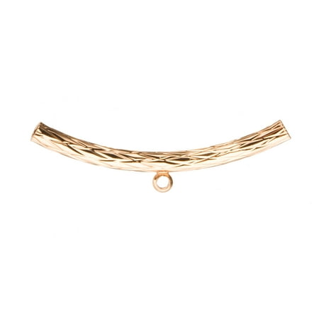 - Curved Tube Bead With Single Ring, Fancy Diamond Cut Pattern, Gold-Finished Brass 38x3mm Sold per pkg of 10