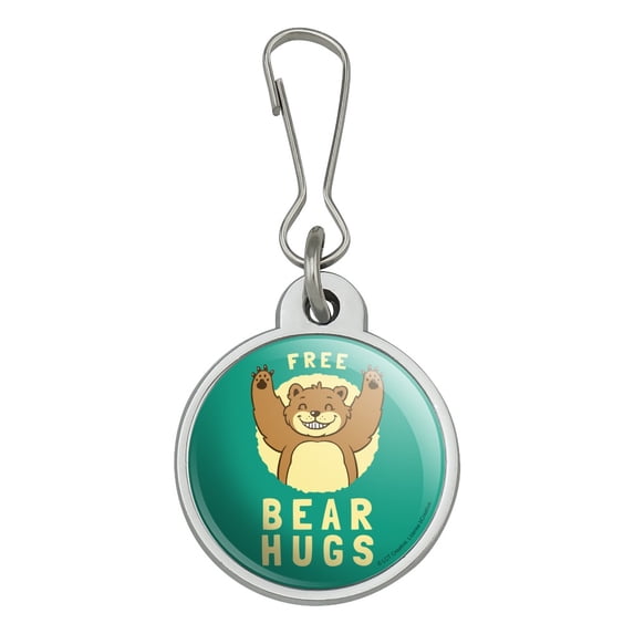 Free Bear Hugs Funny Humor Jacket Handbag Purse Luggage Backpack Zipper Pull Charm