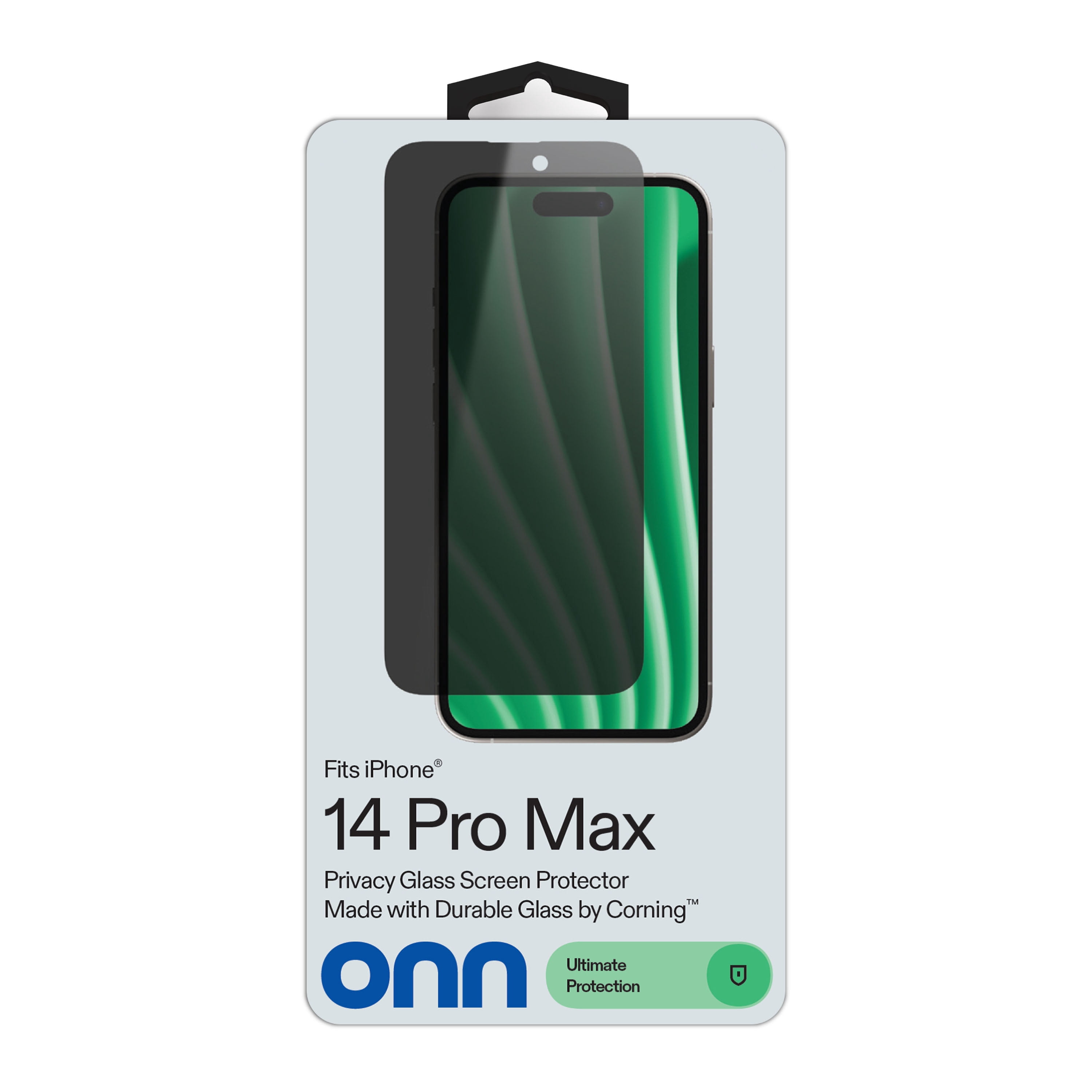 onn Privacy Glass Screen Protector for iPhone® 14 Pro Max, Made with Durable Glass by Corning™ for Ultimate Protection, Includes Easy Application Tray