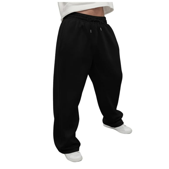 Baggy Sweats Baggy Sweatpants Men Cotton Men's Baggy Pants Wide Leg Drawstring Waist Loose Sweatpants with Pockets