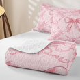 thumbnail image 4 of jejeloiu Girly Bow Twin Quilt Set For Girls,Romantic Pattern Twin Coverlet Set,Pink White,2-Piece, 4 of 7