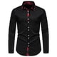thumbnail image 2 of Blusa y camisa de manga larga con cuello vuelto para hombre, informal, con botones y retazos, de poliéster, 2 of 9