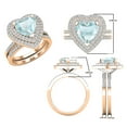 thumbnail image 3 of Dazzlingrock Collection 8mm Heart Aquamarine & Round White Diamond Double Halo Engagement Ring Set for Women (0.65 ctw, Color I-J, Color I1-I2) in 14K Rose Gold, Size 5.5, 3 of 5