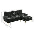 thumbnail image 7 of 3 Seater Sectional Sofa, L-Shaped Modular Sofa with Gold-Plated Feet, Chenille Fabric Upholstered Accent Sofa, Indoor Sectional Couch for Living Room, Apartment, Office, Black, 7 of 7