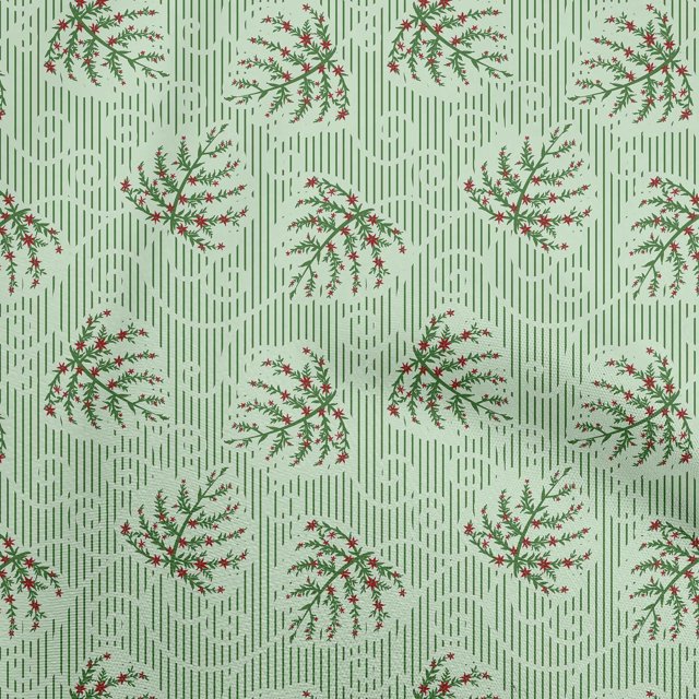 oneOone Velvet Light Mint Green Fabric Abstract Floral Leaf With Stripes Sewing Craft Projects Fabric Prints By Yard 58 Inch Wide