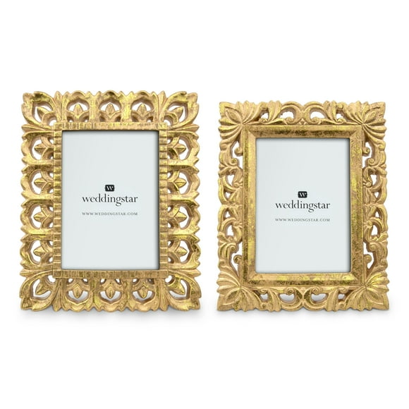 Weddingstar Ornate Wood Large & Small Decorative Picture Frames - Gold - Set of 2
