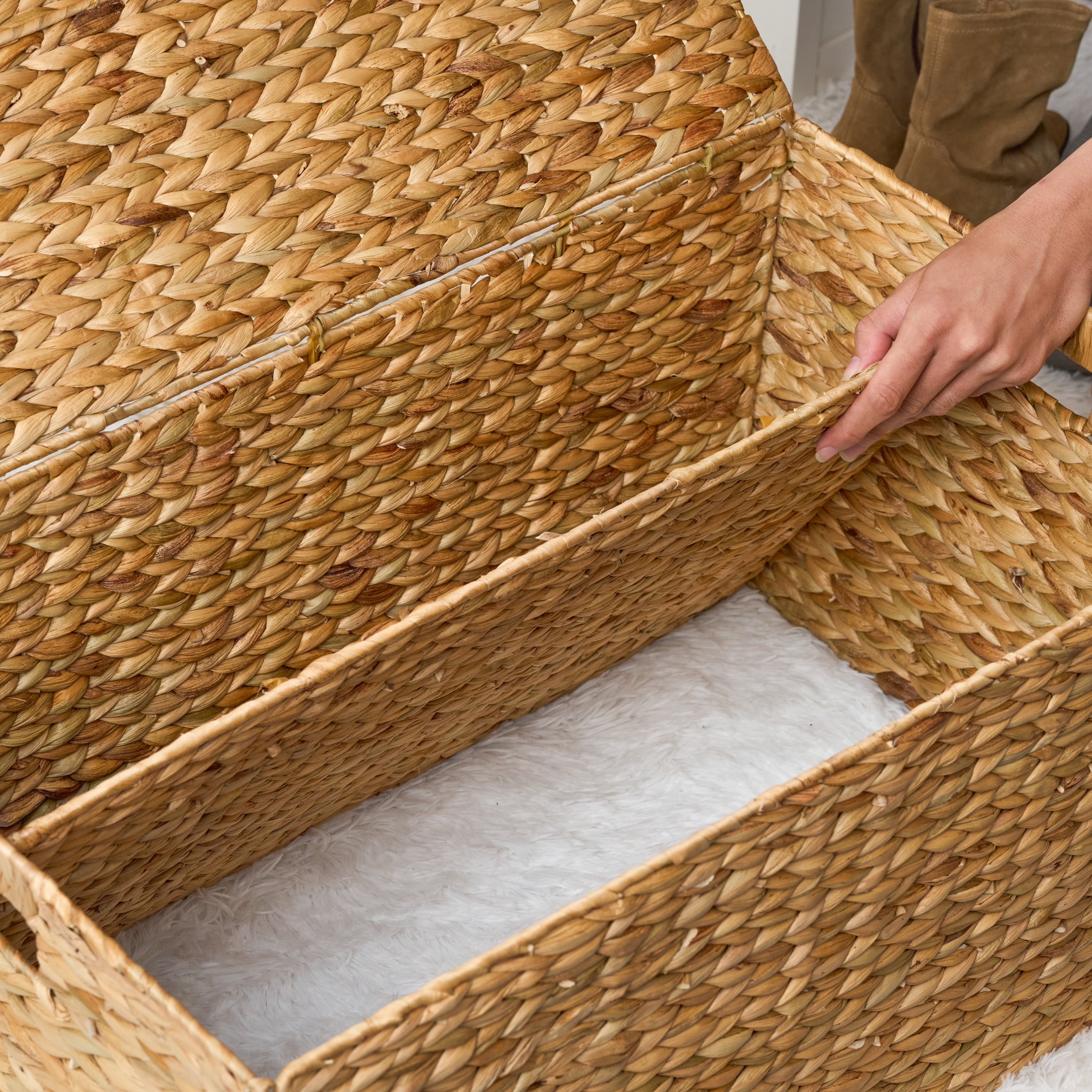 Water Hyacinth Storage Trunk, Spacious Interior, Removable Lid, Breathable, Eco-Friendly