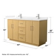 thumbnail image 4 of Elan TK 60" Light Oak Double Vanity White Cultured Marble Top & Nickel Trim, 4 of 5