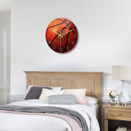 HAMPPLIES Wall Clock Basketball Multi Modern Silent Operation for Bedroom 1 Pack