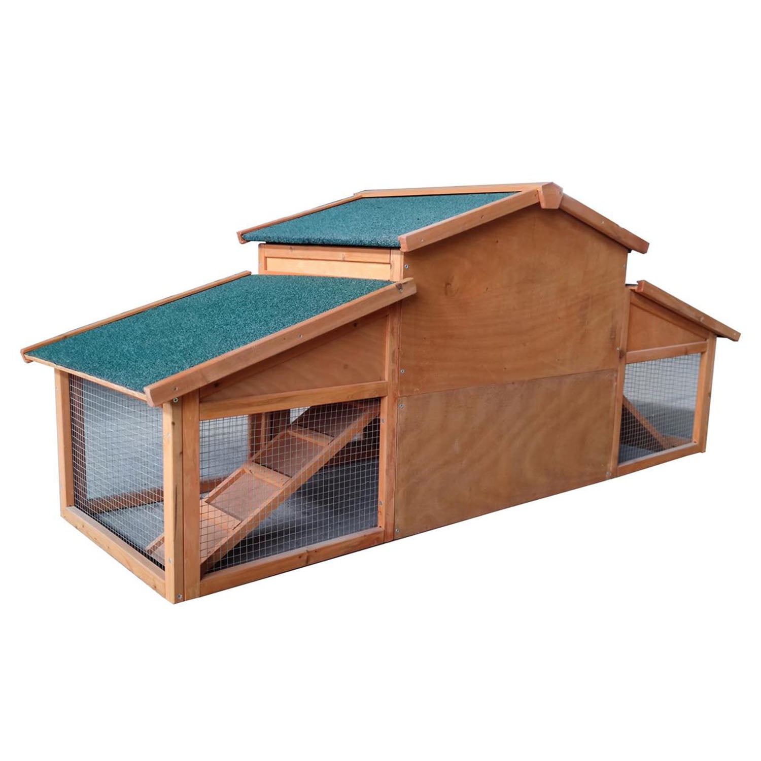 Pefilos 70" Large Wooden Outdoor Rabbit Hutch Chicken Coop with Ramp, Weatherproof Roof, UV Resistant, Indoor Outdoor Double Layer Luxury Pet Cage, Natural Pefilos 70" Large Wooden Outdoor Rabbit Hutch Chicken Coop with Ramp, Weatherproof Roof, UV Resistant, Indoor Outdoor Double Layer Luxury Pet Cage, Natural