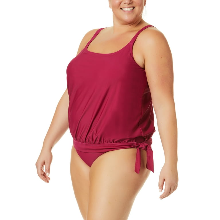 Sidefeel Women's Plus Size Tankini Swimsuits Two Piece Solid Color