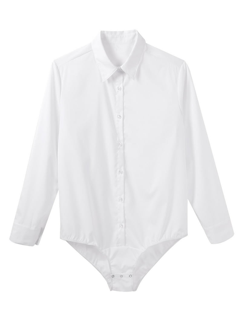 iiniim Men's Long Sleeve Undershirt Press Botton Crotch Dress