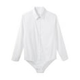 thumbnail image 5 of iiniim Men's Long Sleeve Undershirt Press Botton Crotch Dress Shirt Bodysuit Top Button Down A White L, 5 of 7