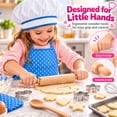 thumbnail image 6 of Rirool Kids Chef Set, 11-Piece Blue Polka Dot Cooking and Baking Pretend Play Kit with Apron, Hat, Oven Mitt, Pot Holder, Whisk, Wooden Tools and 4 Cookie Cutters for Boys and Girls Ages 3-6, 6 of 8