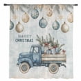 thumbnail image 2 of Blue Truck Christmas Semi Sheer Curtains Drapes for Living Room, Bedroom, French Doors Window 108 Inches Long, Xmas Balls Snowflake Vintage Rod Pocket Chiffon Curtain Drapery Voile Draperies Panel, 2 of 6