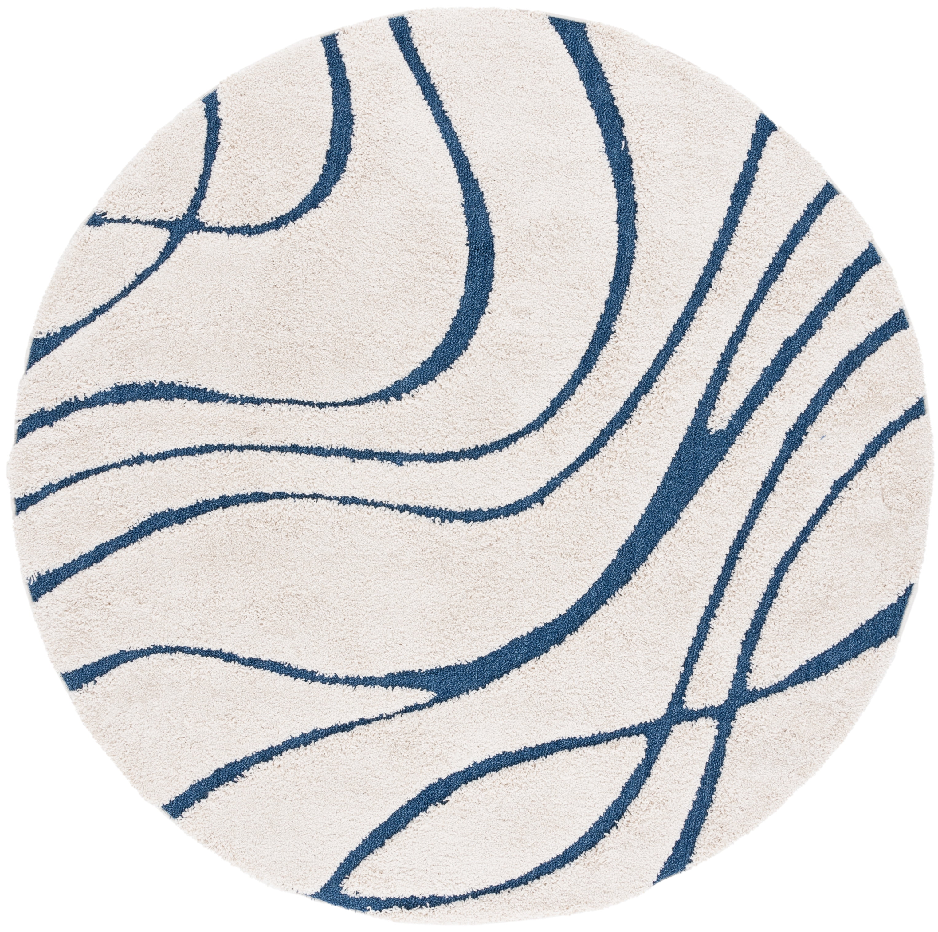 Safavieh Florida Tamzen Abstract Shag Area Rug, Cream/Blue, 3' x 3' Round