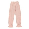 thumbnail image 3 of Feancey Women Cute Lounge Pants Ruffle Hem Fleece Pajama Bottoms Warm Cozy Fuzzy Sleep Pants Winter Plush Casual High Waist Pj Pants Loungewear Birthday Gift Pink L, 3 of 7