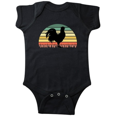 

Inktastic Chicken Farmer Retro Sunset Rooster Gift Baby Boy or Baby Girl Bodysuit