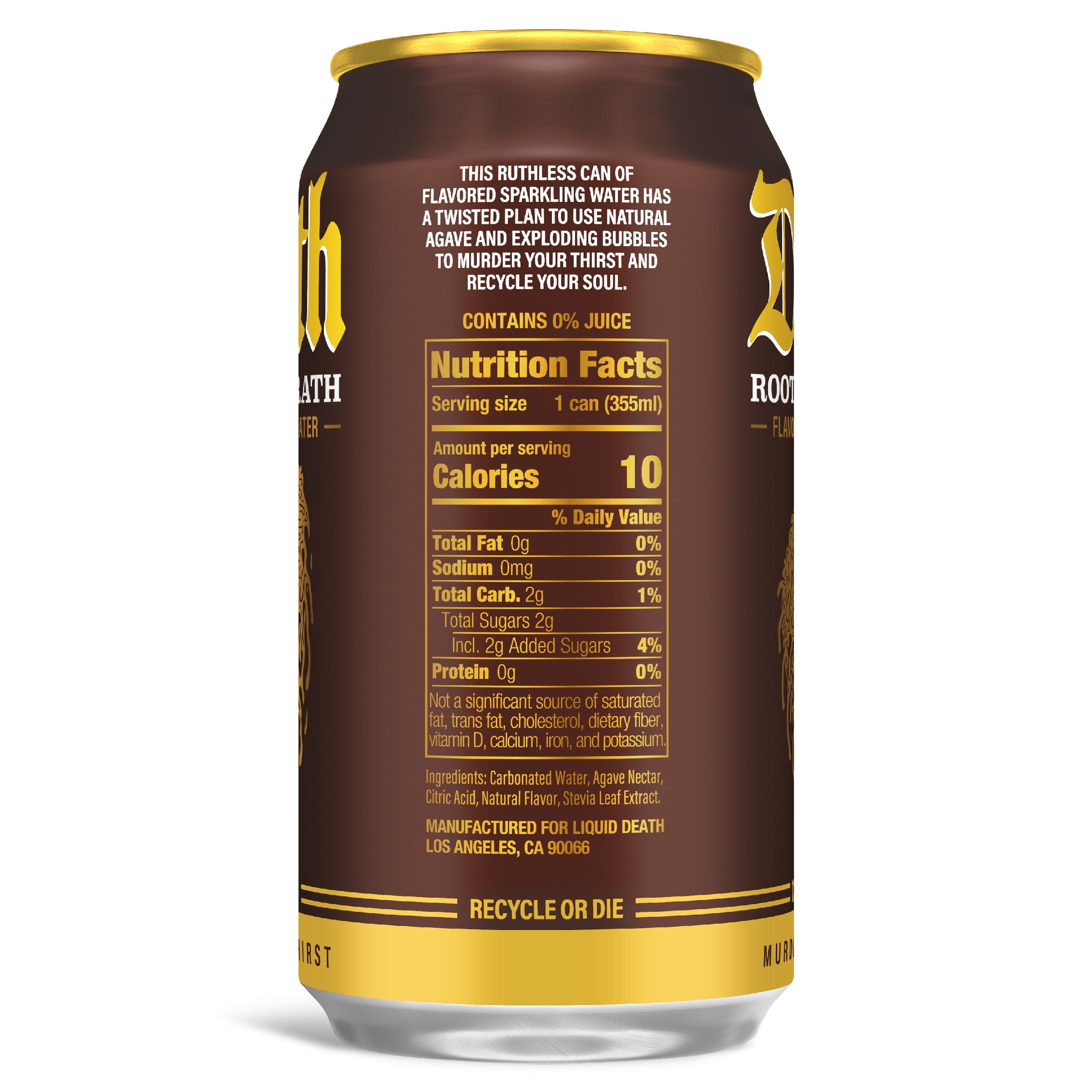Liquid Death, Rootbeer Wrath, Soda-Flavored Sparkling Water, 6-Pack (12 fl oz Cans), Low Sugar, Huge Flavor and No Artificial Sweeteners