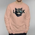 thumbnail image 4 of Men's 330g 100% Cotton Cartoon Cat Pattern Dropped Shoulder Crew Neck Sweatshirt, 4 of 15