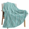 thumbnail image 6 of Fleece Blanket White Wave Stripe on Teal Blankets, Soft Cozy Warm Flannel Throw Blanket, Abstract Geometric Texture Blanket for Bed Couch Sofa,40x50In, 6 of 9