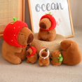 thumbnail image 2 of Muñeco de peluche de capibara esponjoso Kawaii de 112-45cm, capibara con sombrero de fresa, animales de peluche, regalo de cumpleaños, decoración del hogar, 2 of 5