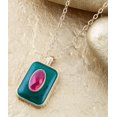 thumbnail image 3 of Green Onyx Stacked Red Quartz Golden Pendant Necklace, 3 of 5