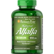 Puritan's Pride Natural Alfalfa 650 mg-300 Tablets