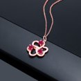 thumbnail image 4 of Gem Stone King 18K Rose Gold Plated Silver Red Ruby Pendant Necklace for Women | 1.05 Cttw | Gemstone July Birthstone | Round 4MM | With 18 inch Chain, 4 of 4
