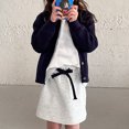 thumbnail image 4 of Wuxian Toddler Knit Cardigan Sweater With Button Long Sleeve O-Neck Solid Color For To Teen Soft Comfortable Outfit Tops, Navy, 2-3 Years, 4 of 9