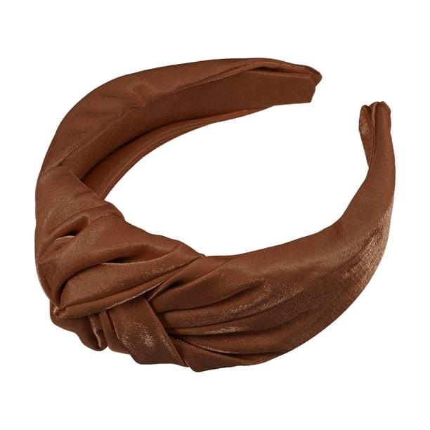 Bandas anchas anudadas brillantes para la cabeza, diadema para mujer, aro para el cabello, marrón