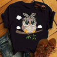 thumbnail image 3 of SHESIINN Cartoon Owl Print T Shirt Women Kawaii Graphic Shirts Casual Short Sleeved Black Female Tee O-neck Harajuku T-shirts, 3 of 6