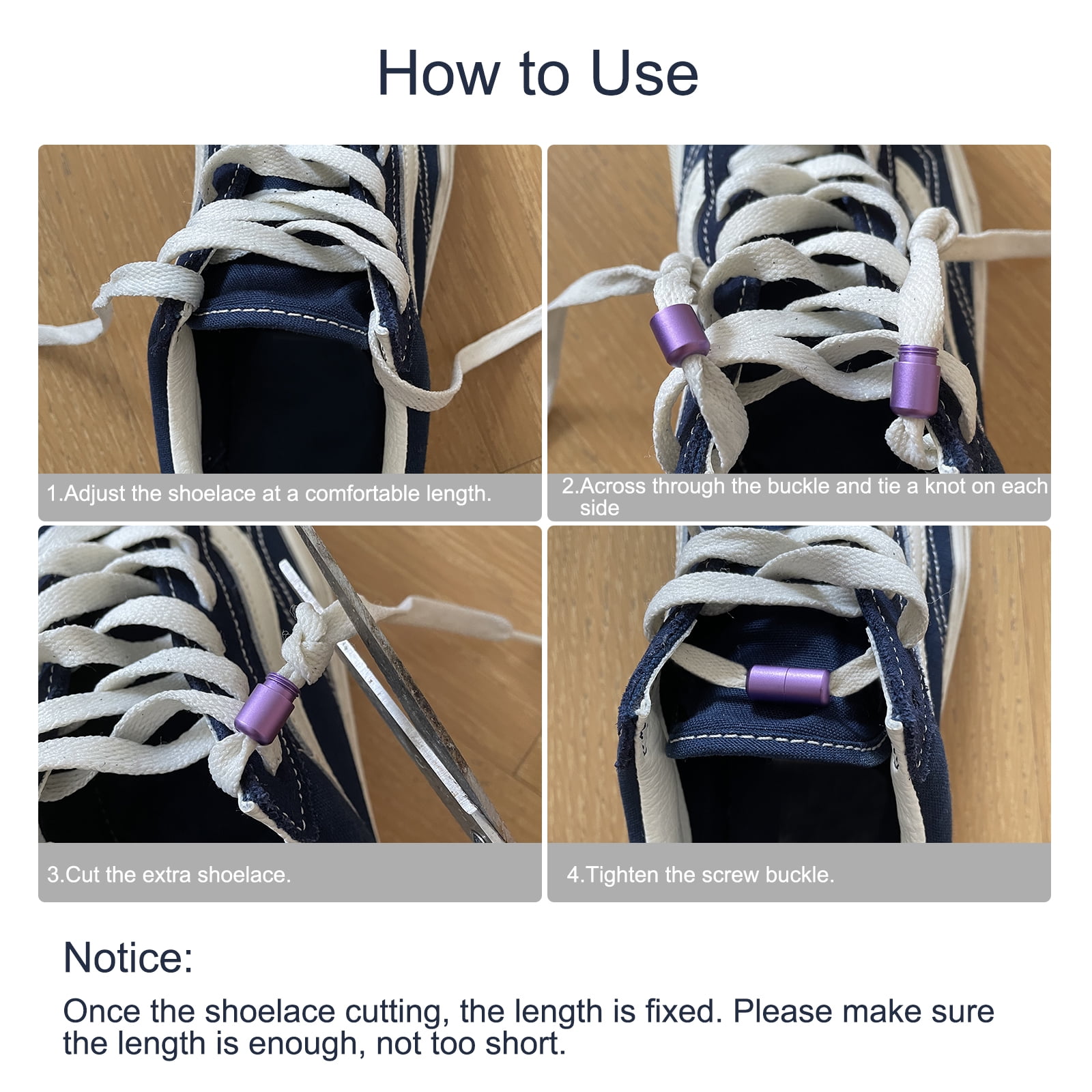 Unique Bargains Shoelace Locks Buckle, Aluminum Elastic No Tie Shoe Lace Turnbuckle Black