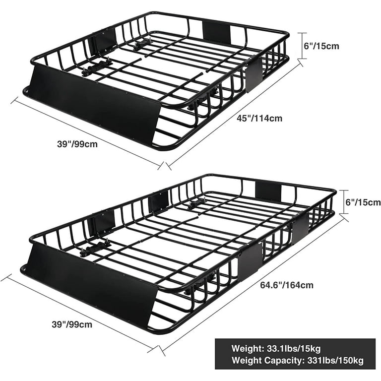 XL 64x 39 500 lbs Steel Car RoofTop Roof Luggage Cargo Rack Carrier  Basket for Van SUV Jeep Crossbars