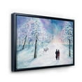 thumbnail image 3 of Couple In Love Walks During Snowy Winter Times 40 in x 30 in Framed Painting Canvas Art Print, by Designart, 3 of 5