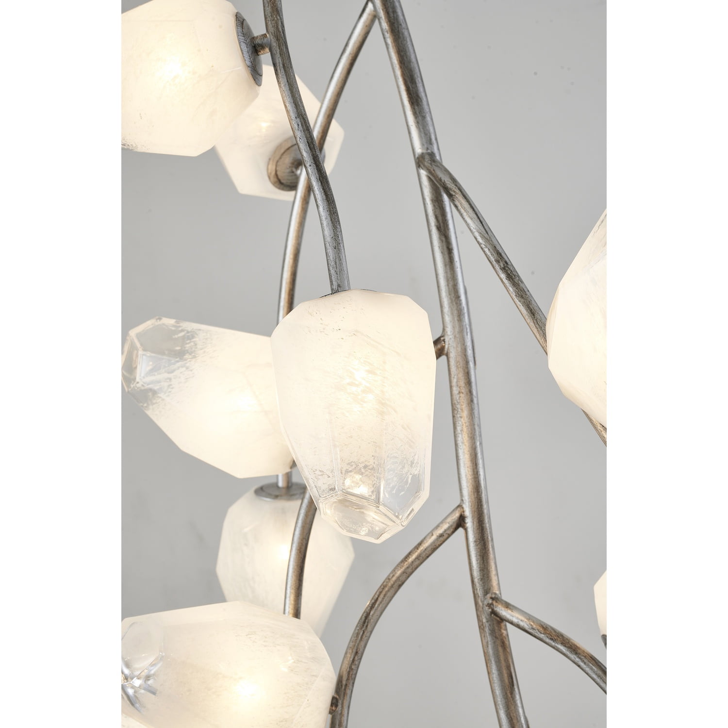 Design Living 22-Light Antique Silver Chandelier With White Glass Shades