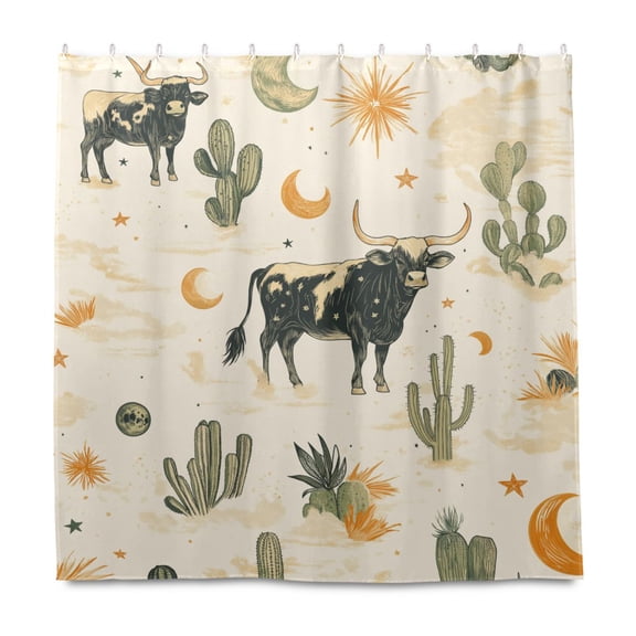 Yayeee Shower Curtain with Hooks 72"x72" Waterproof Fabric Bathroom Hanging Decor, Cowboy Pattern