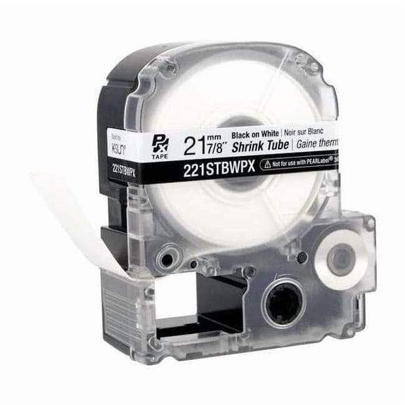 Epson Heat Shrink Tube,Black on White,0.875inW 221STBWPX