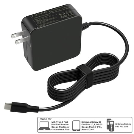 65W Type-C USB Laptop Charger for Huawei Matebook, HP Spectre, Acer Chromebook