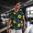 thumbnail image 3 of Wukai Sunflowers And Blue Flower Print Men's Short-Sleeved Mesh T-Shirt,Quick-Dry Short Sleeve Workout T-Shirt-XX-Large, 3 of 8