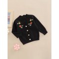 thumbnail image 3 of Franhais Baby Girl Knitted Cardigan with Flower Embroidery, Single Breasted Sweet Spring Clothing, 3 of 8