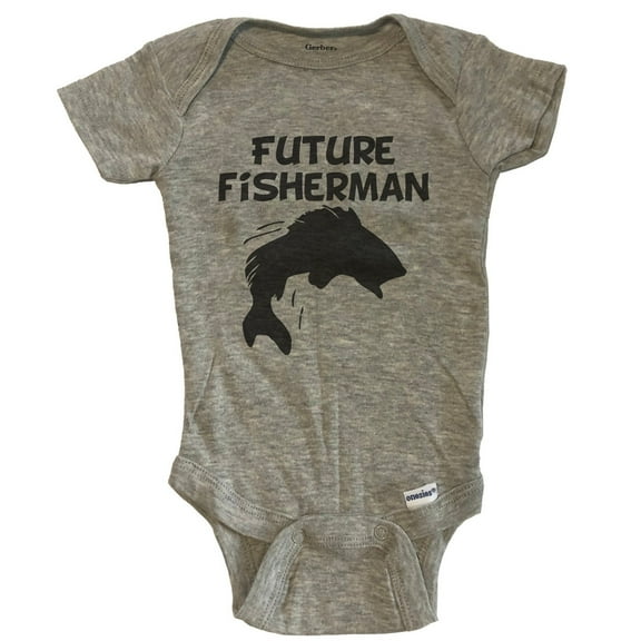 Future Fisherman Fishing Baby Bodysuit - Grey