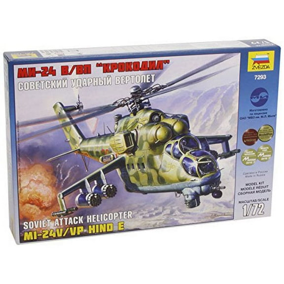 Zvezda 7293 - Soviet Attack Helicopter MI-24V/VP HIND E - Plastic Model Kit Scale 1/72 Lenght 11,75" / 29.8 cm 270 Details